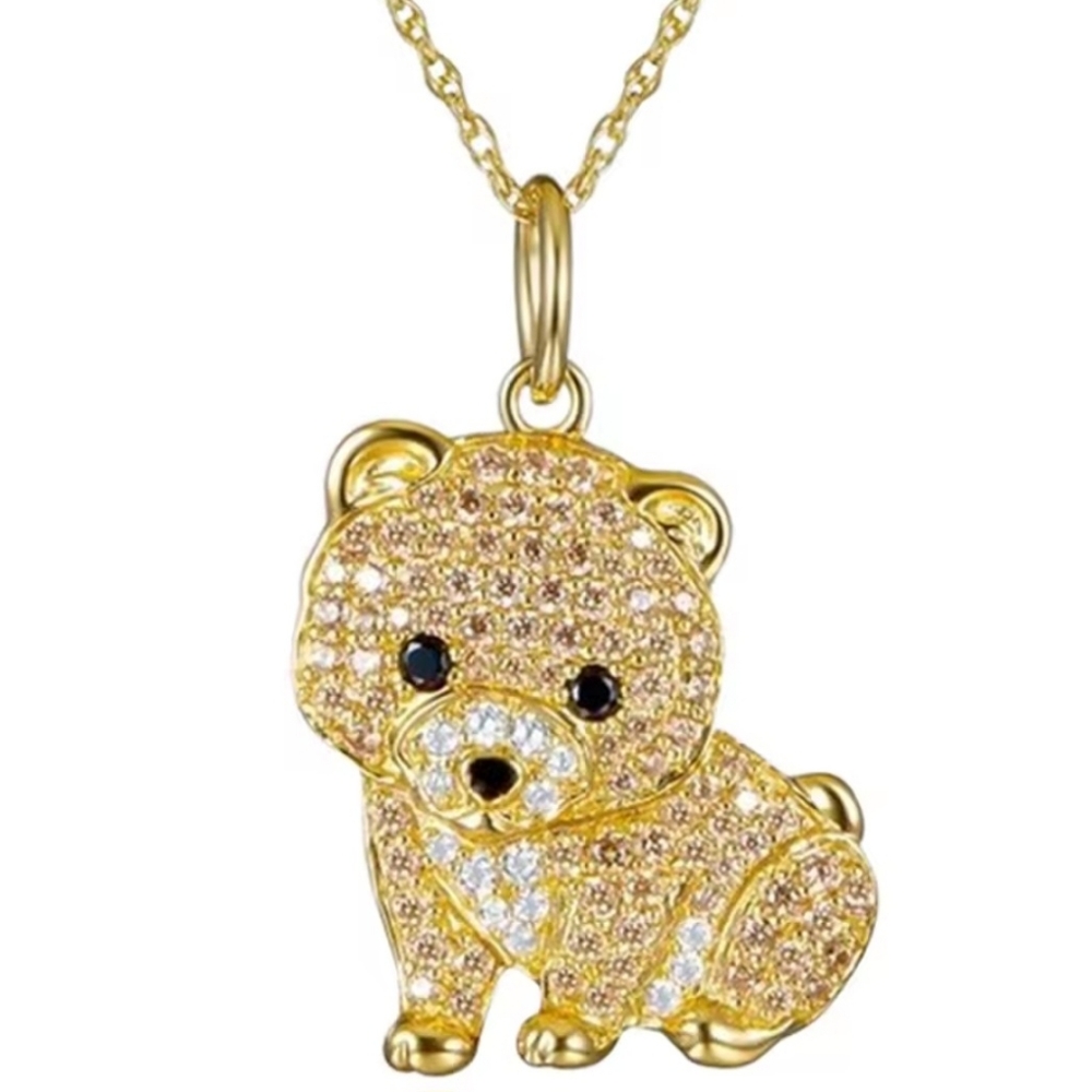 NWOT Pomeranian Gold Dog Necklace